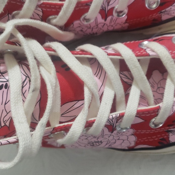 Converse Floral High-Top Sneakers - Red and White And Pink - Picture 4 of 11